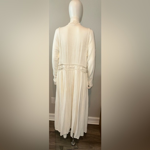 JEN’S PIRATE BOOTY white cotton crochet boho duster beach coverup maxi dress M/L - Picture 5 of 12